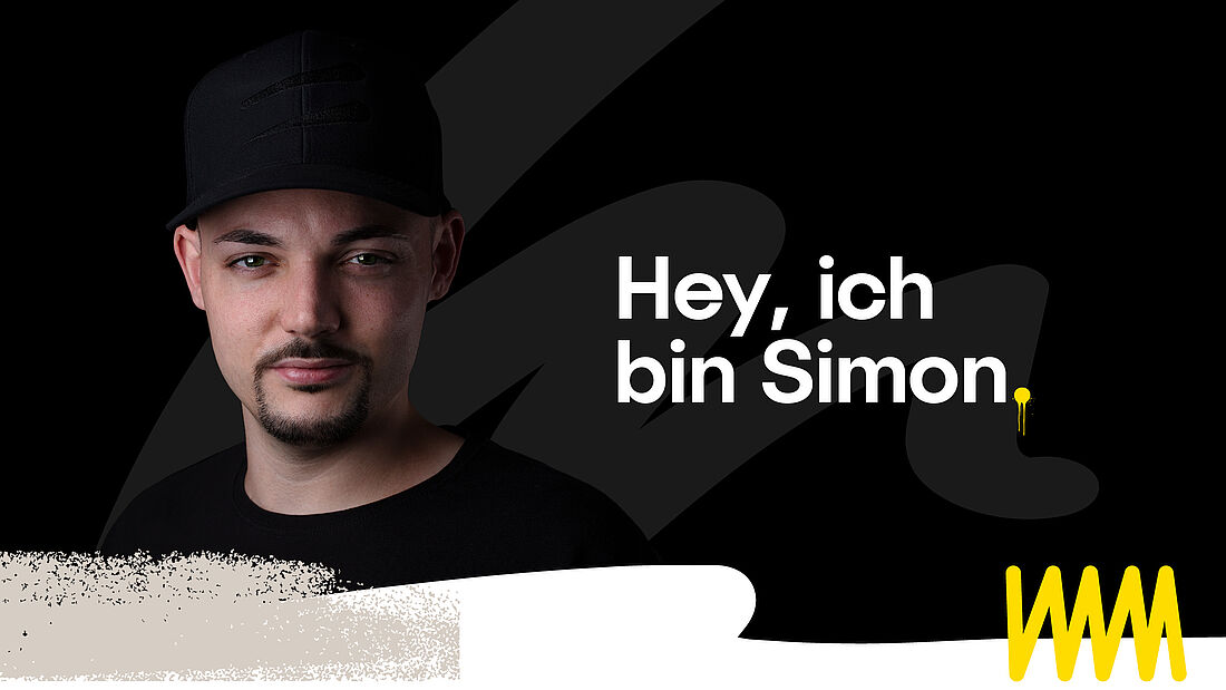 Titelbild Simon von Foxy Artworks mit der Aufschrift: Hey, ich bin Simon.